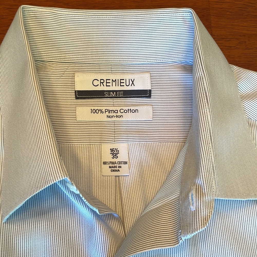 Cremieux slim fit dress shirt, 16.5 x 35